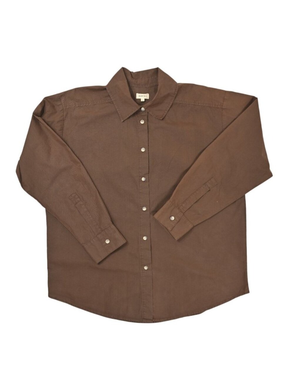 Donni Button Front Cotton Shirt in Brown